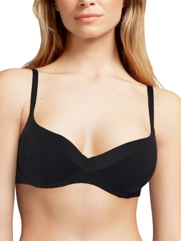 comfy bamboo panties-Easy Feel Norah Covering Full Cup Bra - Black