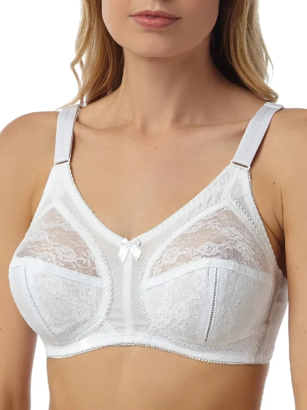 women’s satin hipster-Lace Firm Control Bra - White