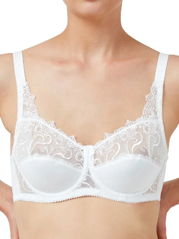 moisture-wicking underwear-Underwired Mesh Bra - White