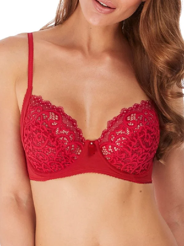 women’s lace boyshorts-Lace Essentiel Fuller Figure Bra - Chilli