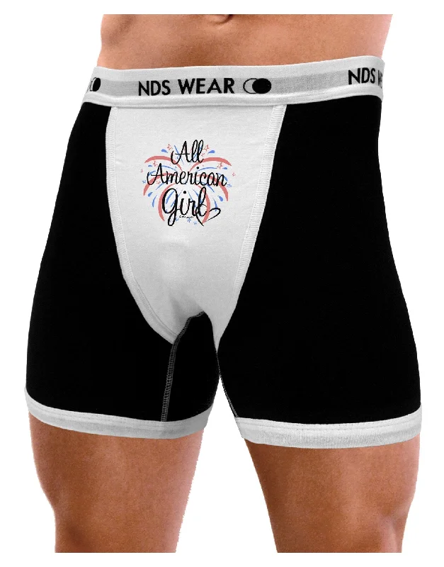 men’s sports briefs-All American Girl - Fireworks and Heart Mens Boxer Brief Underwear by TooLoud