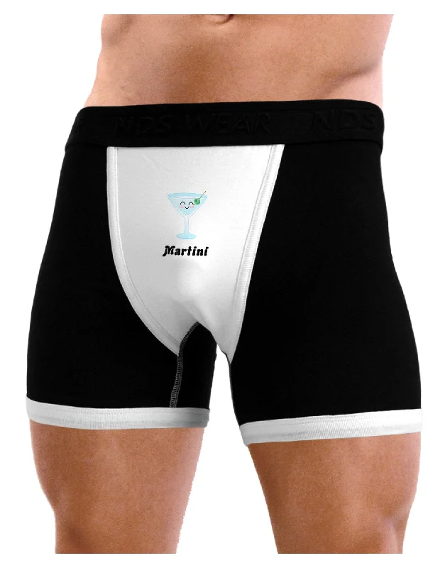 breathable microfiber boxers-Cute Martini Text Mens Boxer Brief Underwear