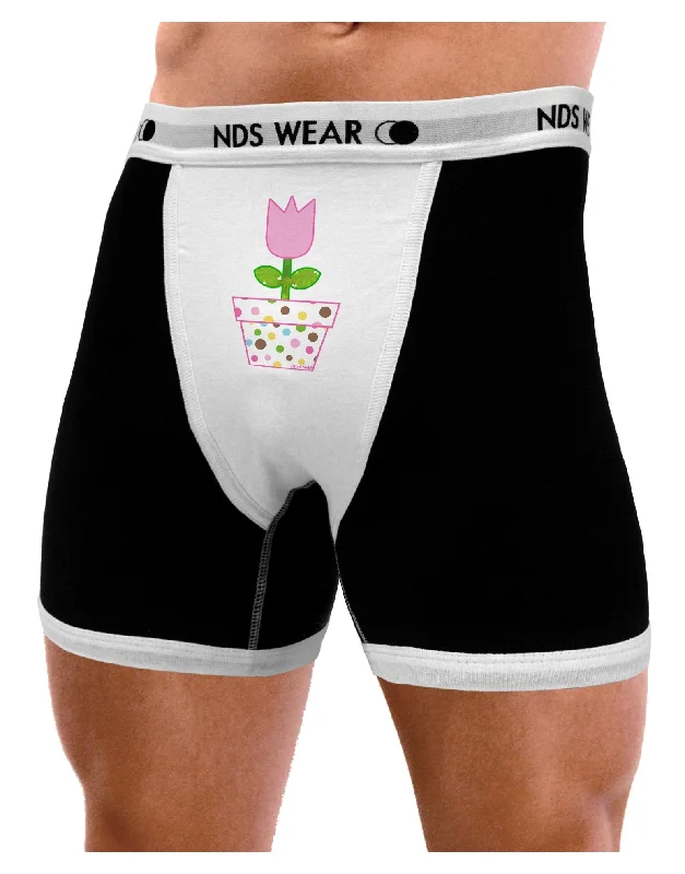 men’s cozy athletic underwear-Easter Tulip Design - Pink Mens Boxer Brief Underwear by TooLoud