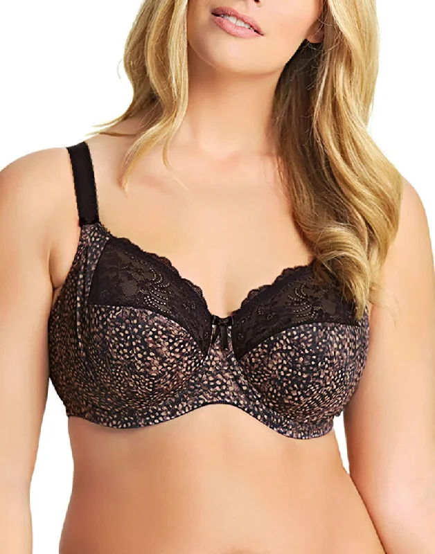 soft stretch briefs-Elomi Morgan Full Figure Underwire Banded Stretch Bra Ebony EL4110