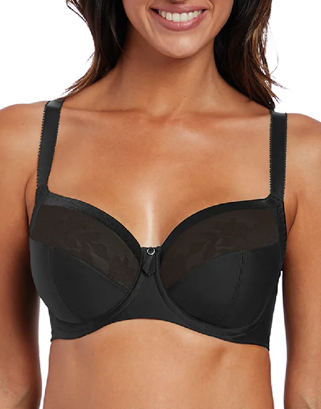 breathable sports underwear-Fantasie Illusion Underwire Side Support Bra Black FL2982