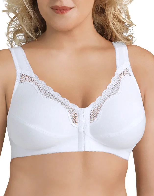 plus-size panties-Exquisite Form Fully Front Close Cotton Posture Bra with Lace 5100531