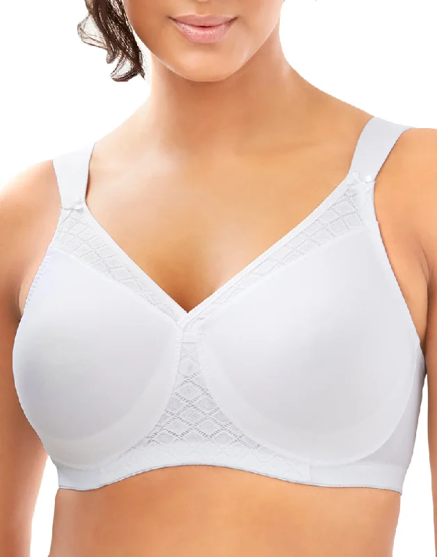 women’s luxury thong-Glamorise Everyday Seamless Support T-Shirt Bra White 1080