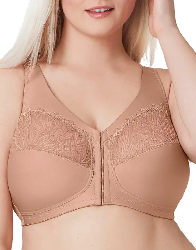 seamless sports underwear-Glamorise Natural Shape Front-Close Support Bra Cappuccino 1210