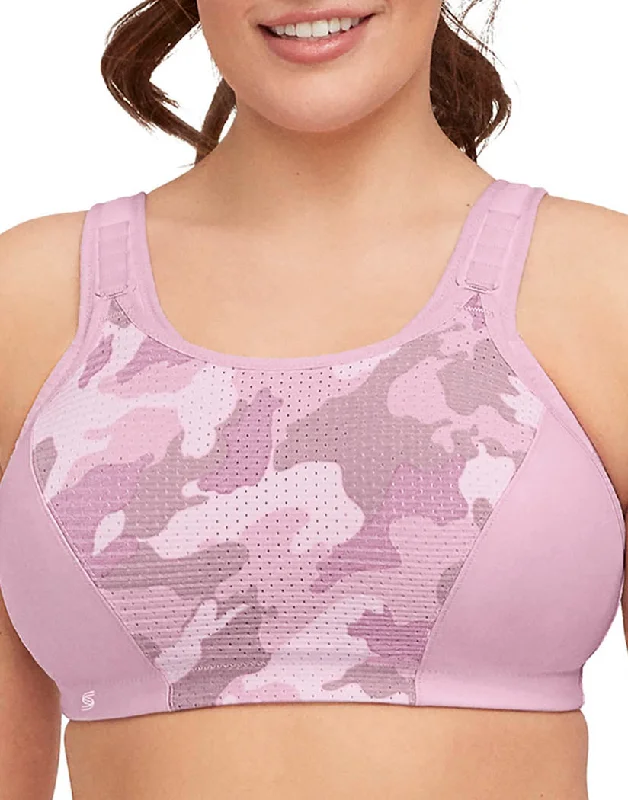 women’s mesh panties-Glamorise Sport Total Control Custom Support Bra Pink Camo 1166