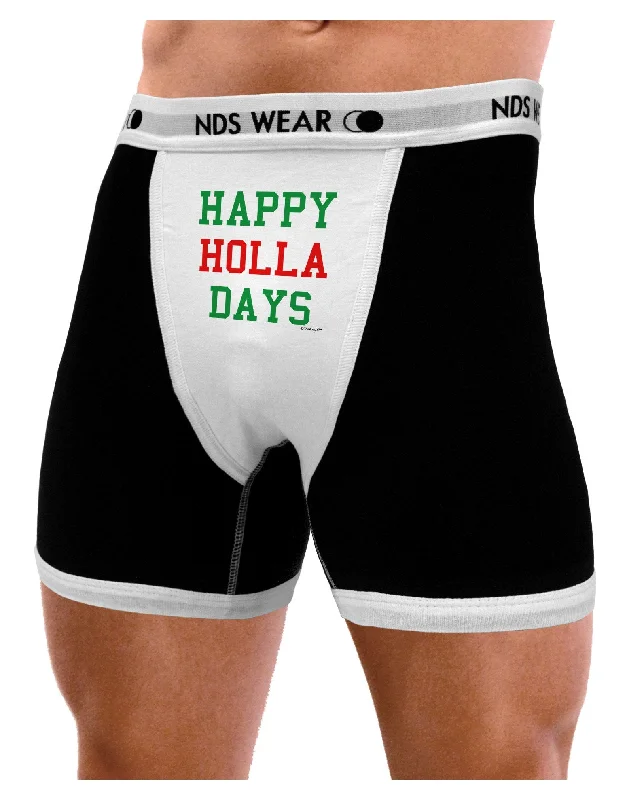 moisture-wicking boxer briefs-Happy Holla Days - Red and Green Mens Boxer Brief Underwear by TooLoud