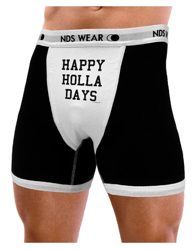 athletic performance underwear-Happy Holla Days Text Mens Boxer Brief Underwear by TooLoud