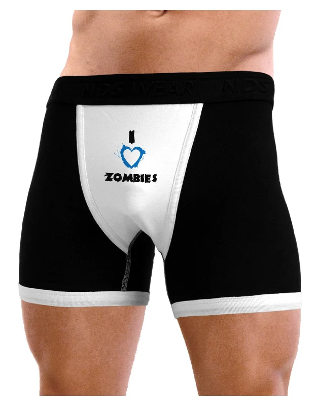 trendy silk underwear-I Heart Zombies - Bloody Heart Blue Mens Boxer Brief Underwear