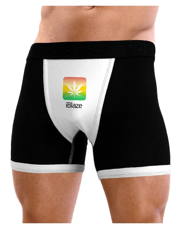 lightweight athletic briefs-iBlaze Logo - Marijuana Leaf Mens Boxer Brief Underwear