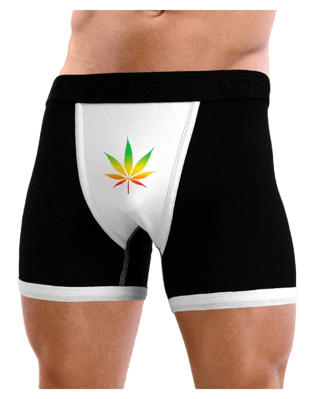 soft bamboo boxers-Marijuana Leaf  Rastafarian Colors Mens Boxer Brief Underwear