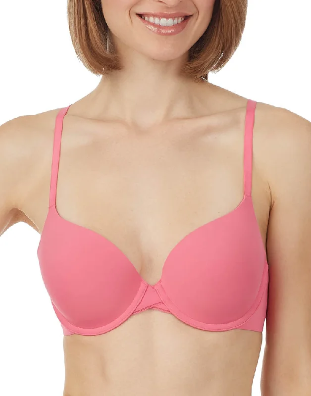 breathable lace panties-On Gossamer Sleek Micro T-Shirt Bra Azalea Pink G3200