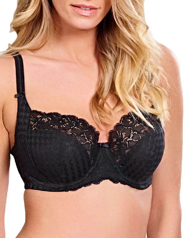 breathable satin panties-Panache Envy Unlined Underwire Balconette Bra Black 7285