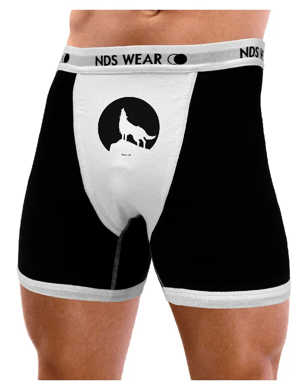 moisture-wicking briefs-Wolf Howling at the Moon - Design #1 Mens Boxer Brief Underwear by TooLoud