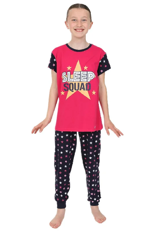 breathable flannel robe-Girls Sleep Squad Pink long Pyjamas