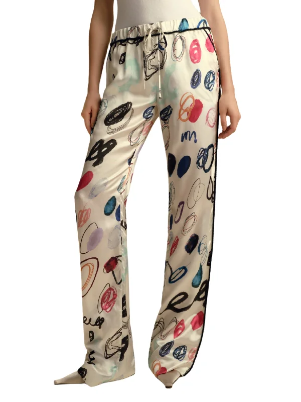 comfy silk sleepshirt-Drawstring Pajama Pant in Dot Print