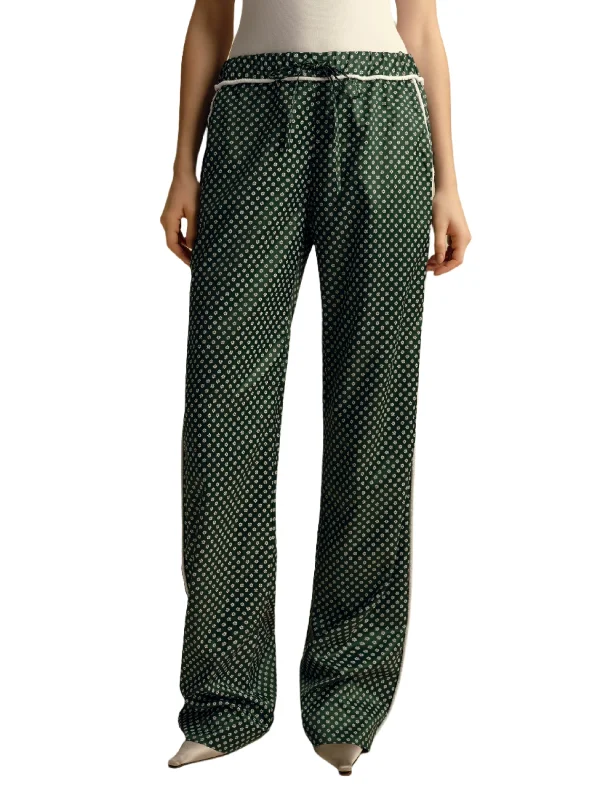 trendy silk pajamas-Drawstring Pajama Pant in Micro Floral Print