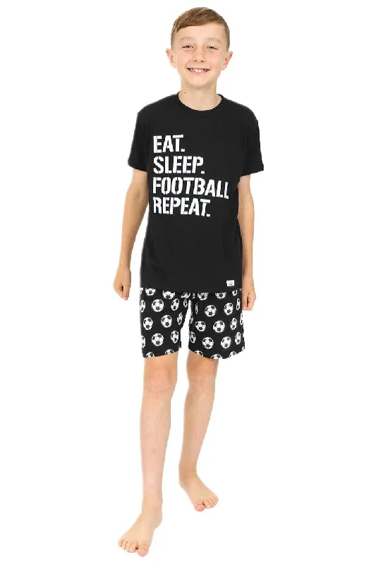 women’s cozy satin sleepwear-Eat Sleep Football Repeat White Short Pyjamas