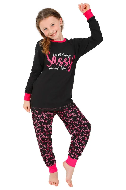 lightweight modal pajamas-Girls I'm Not Always Always Sassy, Sometimes I Sleep Long Pyjamas