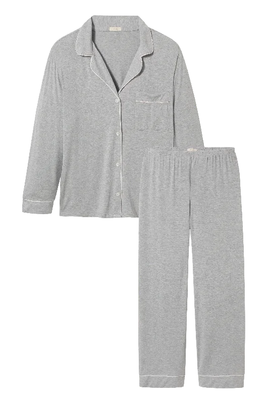 floral modal pajamas-Gisele Long PJ Set in Heather Grey/Sorbet