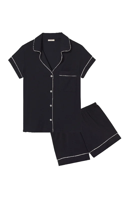 soft cotton sleepshirt-Gisele Relaxed Short PJ Set in Black/Sorbet