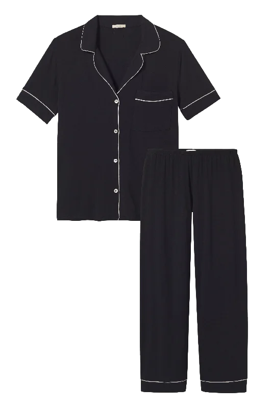 floral bamboo sleepshirt-Gisele Short Sleeve Pant PJ Set in Black/Sorbet