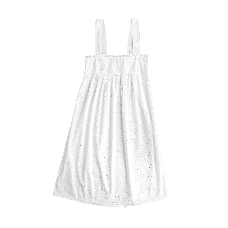 breathable lace nightgown-Annabelle White Cotton Nightgown