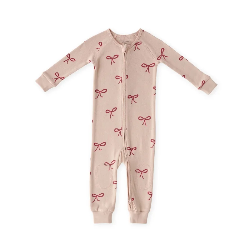 lightweight flannel sleepwear-Ribbed Baby Footless Sleeper in With a Bow