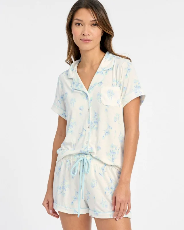 floral satin nightgown-Soft Floral Shortie Sleep Set