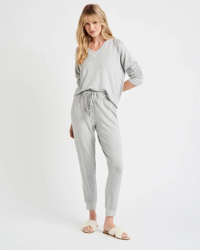 lightweight silk pajamas-Supersoft V-Neck Sleep Set