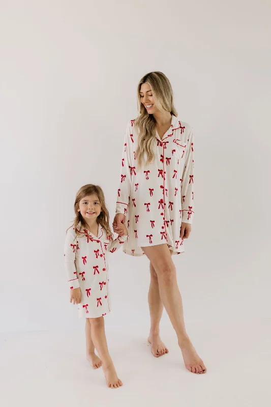 women’s warm satin pajamas-Women's Bamboo Sleeping Dress | Ribbons & Bows