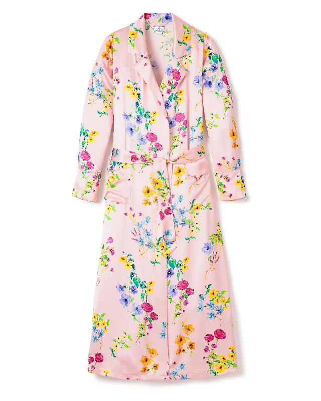 luxury silk sleepwear-Women's Blush Brilliant Botanical Silk Robe