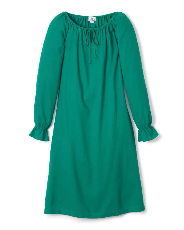 women’s warm sleep set-Women’s Green Flannel Delphine Nightgown