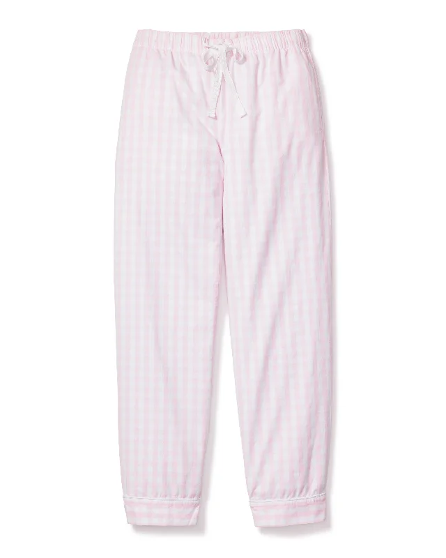 trendy silk sleep shorts-Women's Pink Gingham Pants