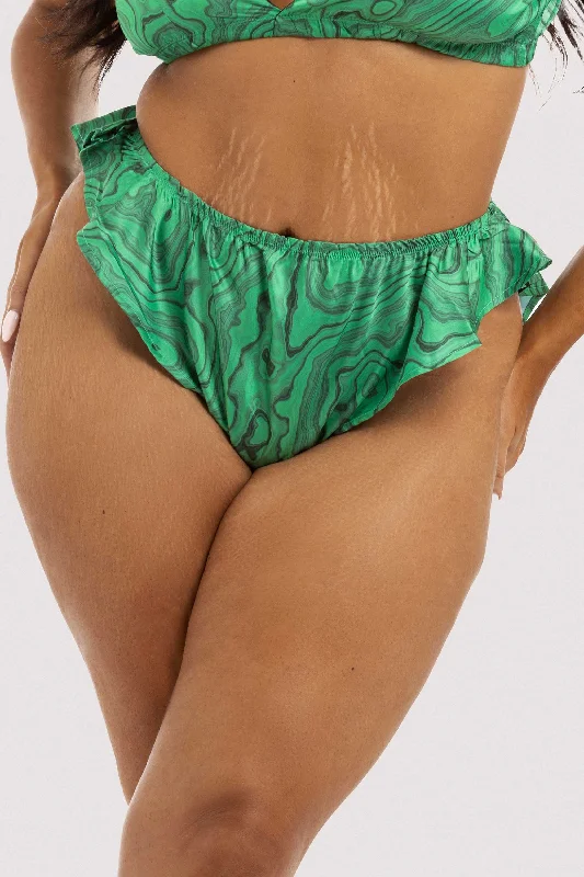 luxury silk underwear-Malachite Flutter Brief