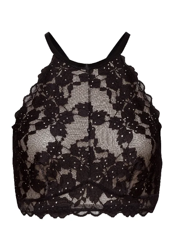 postpartum underwear-Anais Lace Halter Neck Bralette  | Black Beauty 70907-2199