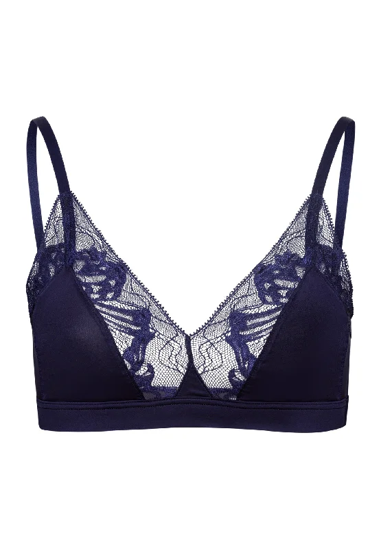 trendy bikini underwear-Eva Lace-Trim Soft Cup Bra | Evening Blue 70916-2621