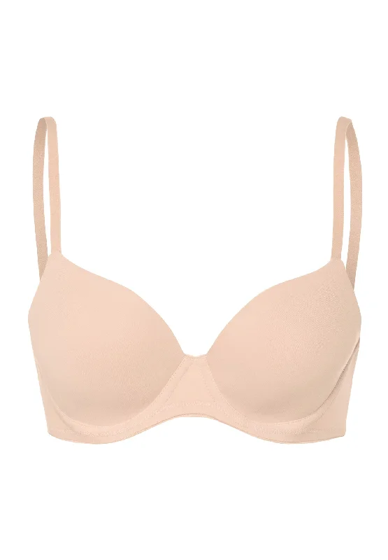 women’s cozy underwear-Cotton Sensation Padded T-Shirt Bra | Beige 71382-274