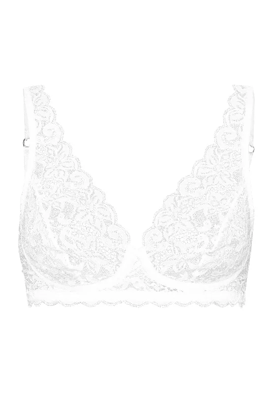 postpartum underwear-Luxury Moments Lace Soft Cup Bra | White 71465-101