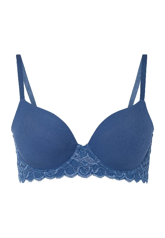 high-waisted cotton panties-Luxury Moments Lace T-Shirt Bra | True Navy 71503-2604