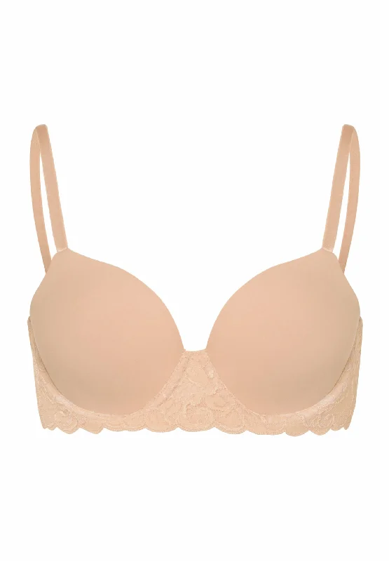 women’s satin hipster-Luxury Moments Lace T-Shirt Bra | Beige 71503-274