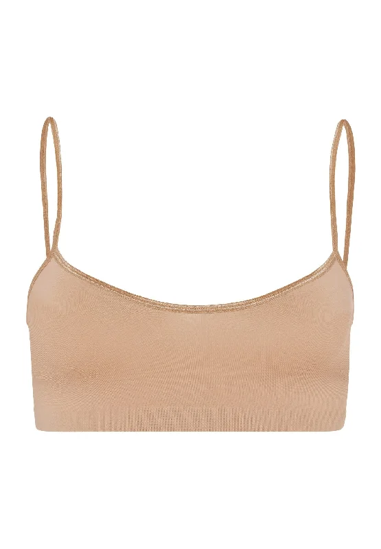 women’s period thong-Touch Feeling Spaghetti Crop Top | Beige 71824-274