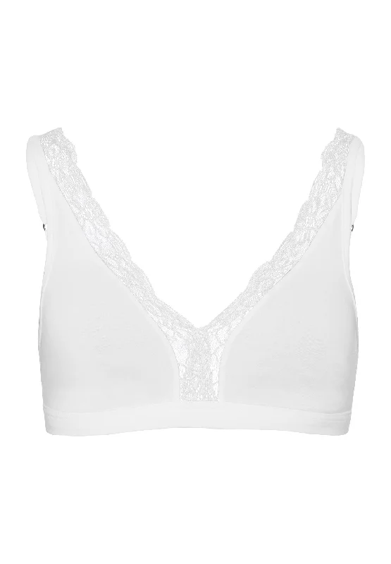 soft microfiber underwear-Cotton Lace Lace-Trim Soft Cup Bra | White 72431-101