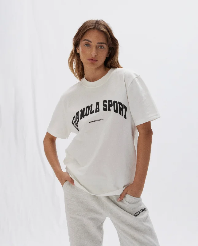 women’s cozy underwear-Adanola Sport Short Sleeve Oversized T-Shirt - White