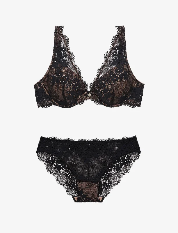 lightweight briefs-All Day Lace Uplift Plunge  + Bikini Set