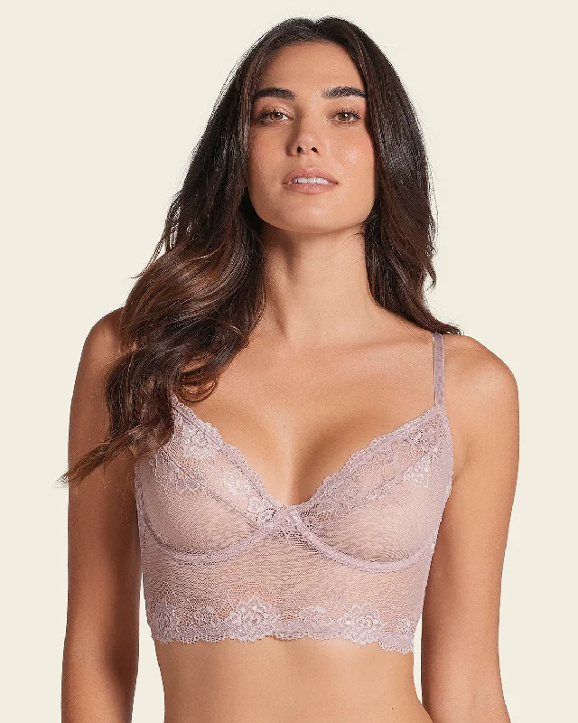 moisture-wicking underwear-All Sheer Lace Bustier Bra