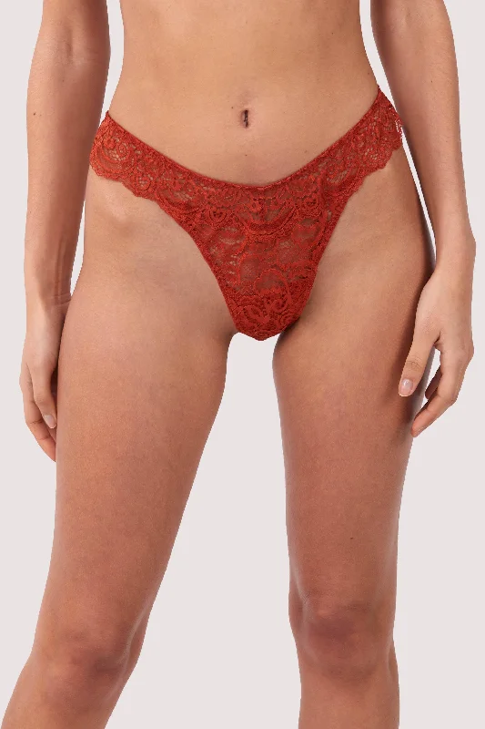 high-cut thong-Ariana Ginger Lace Thong